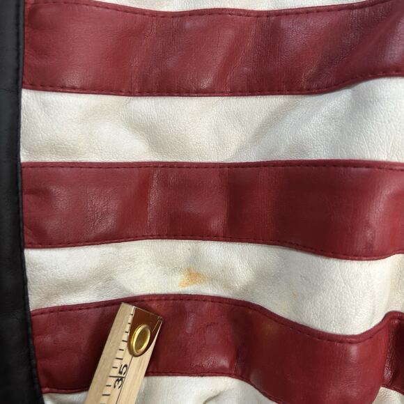 Misty Harbor USA American Flag Faux Leather Bomber Coat Jacket Sz XL Stars - Picture 13 of 16